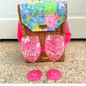 Basket wine glass holder picnic